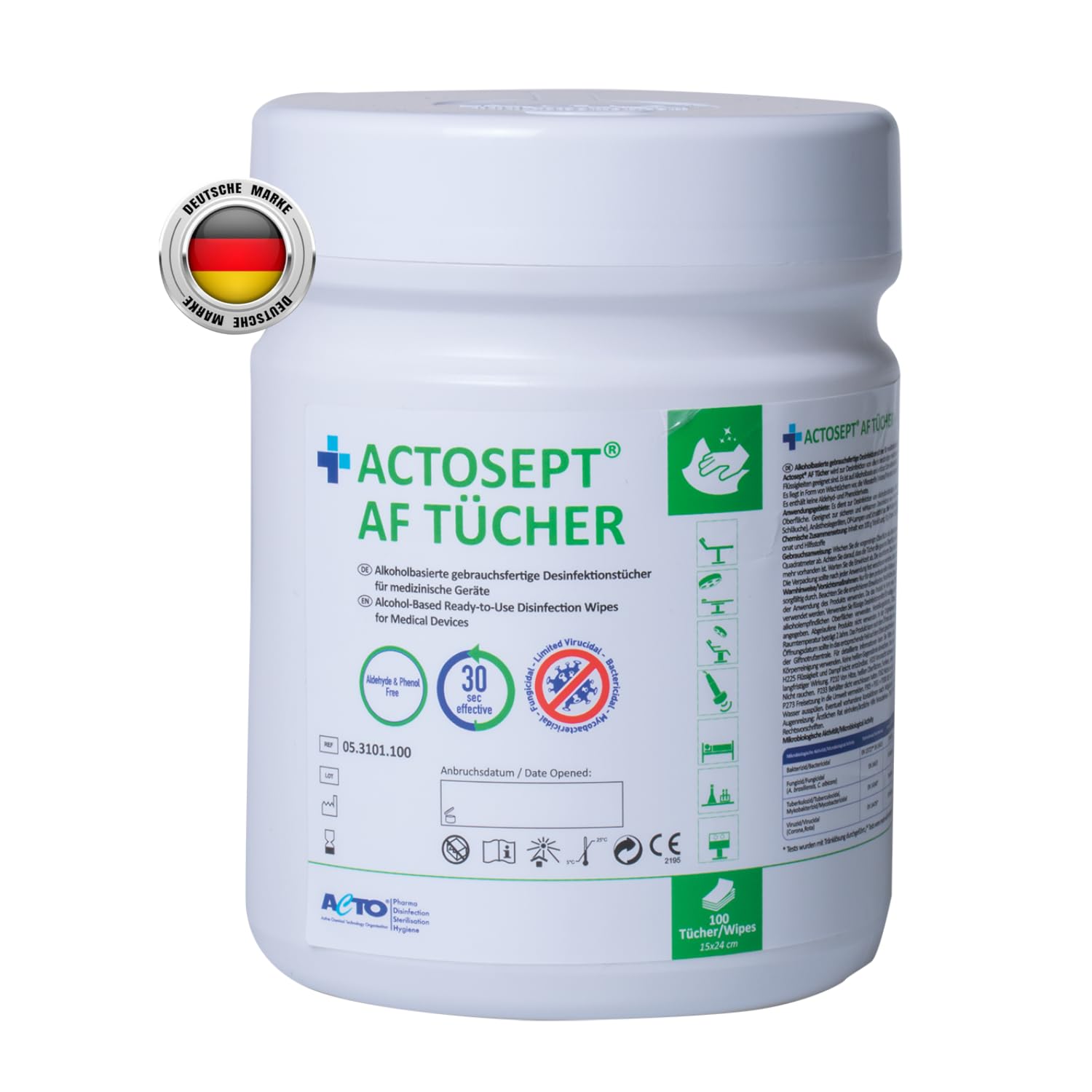 ACTOSEPT AF TÜCHER 100 Wipes (15x24cm)