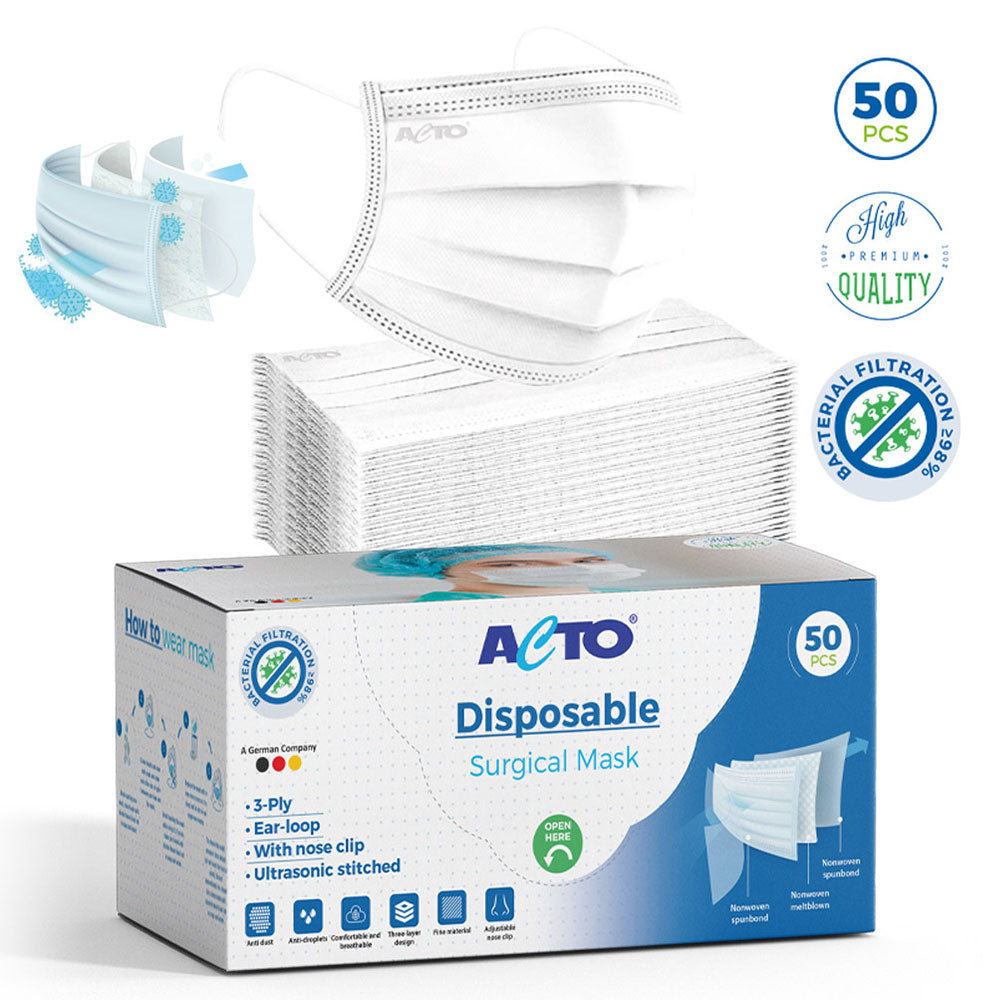 ACTO DISPOSABLE SURGICAL MASK | 3-lagig | 50 Pack